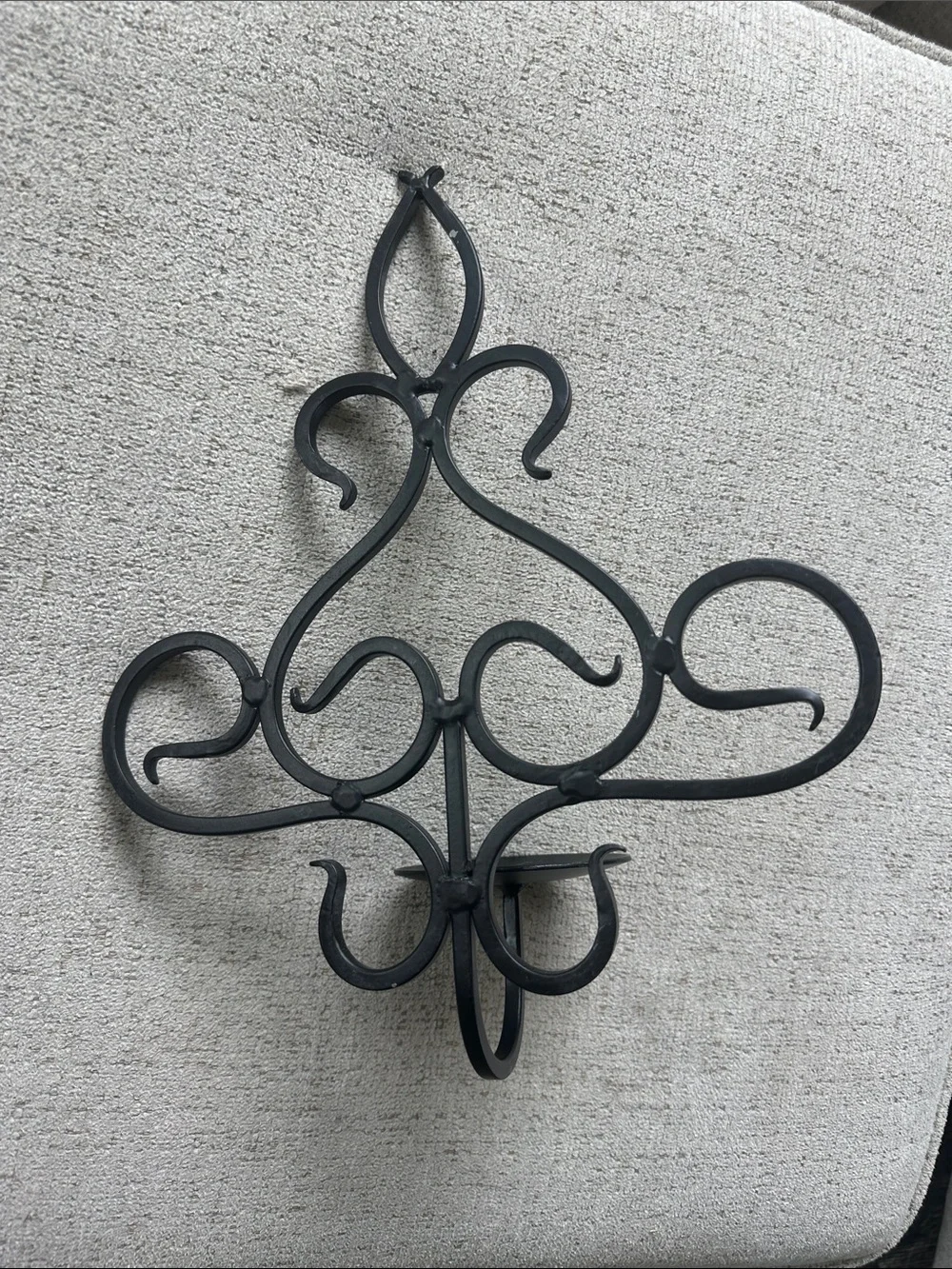 Vintage Black Wrought Iron Decorative Metal Candle Sconces - Set of 2